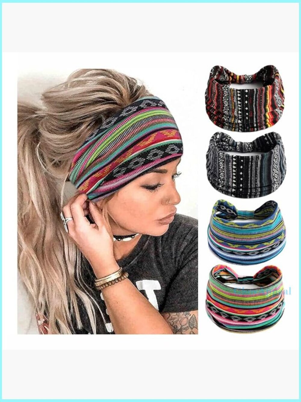 4 Pack Stretch Wide Headbands Yoga Running Sweatband Elastic Hair Bands